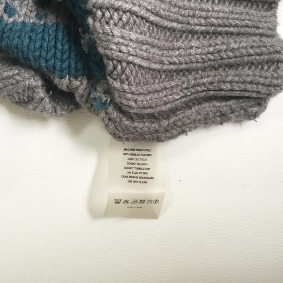 Margaret O'Leary Cropped Striped Blue & Gray Fringe Distressed Boatneck Sweater - Picture 5 of 6